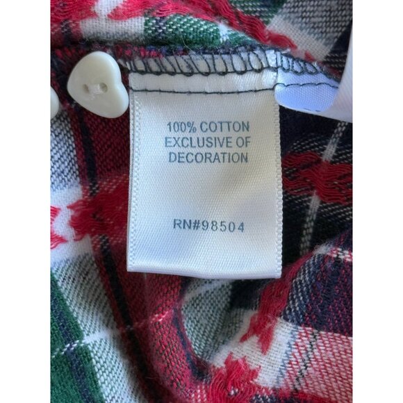 Lanz Of Salzburg Women's Plaid Flannel Pajama Top Button-Up Red Green Size S - Picture 8 of 9
